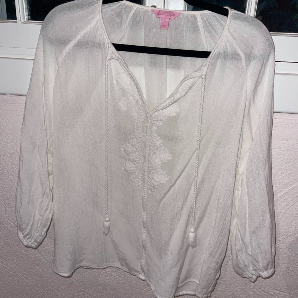 Lilly Pulitzer White Peasant Blouse